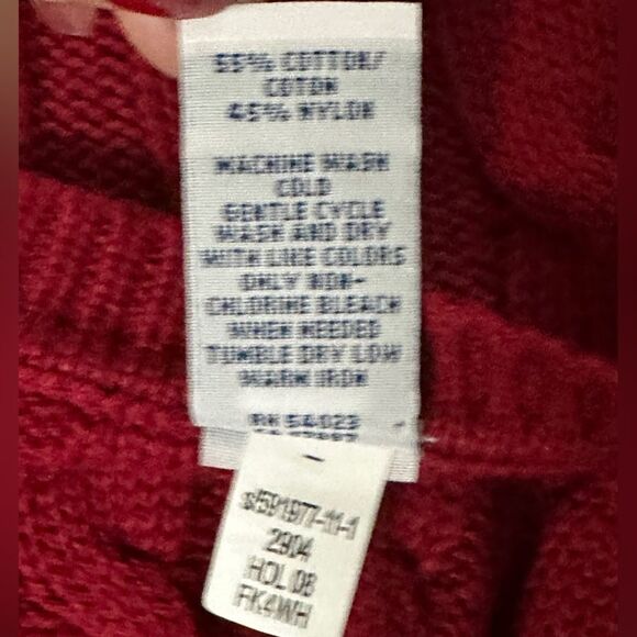 GAP Red Crew Neck Cable Knit Sweater 55% Cotton  Size Medium - Picture 4 of 6